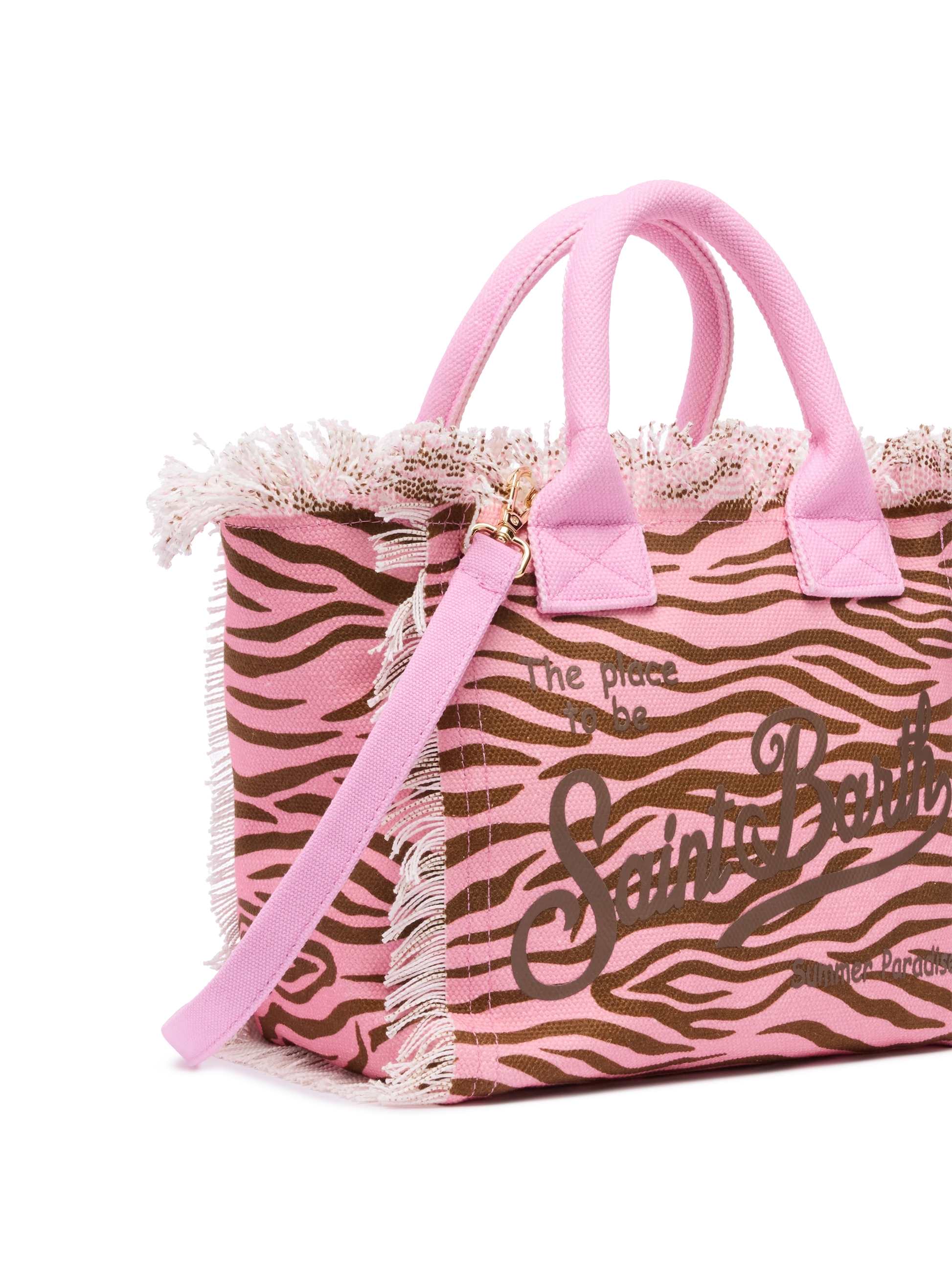 Colette cotton canvas handbag with zebra print - MC2 Saint Barth