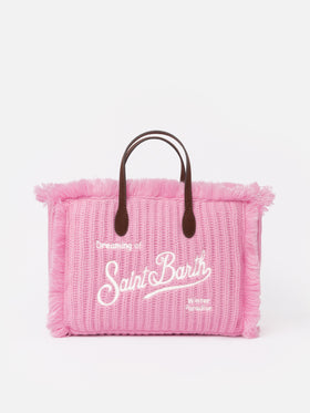 Pink rib knit Colette handbag with logo embroidery - MC2 Saint Barth