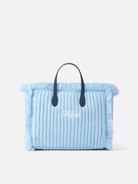 Light blue rib knit Colette handbag with logo embroidery - MC2 Saint Barth