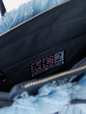 Light blue rib knit Colette handbag with logo embroidery - MC2 Saint Barth