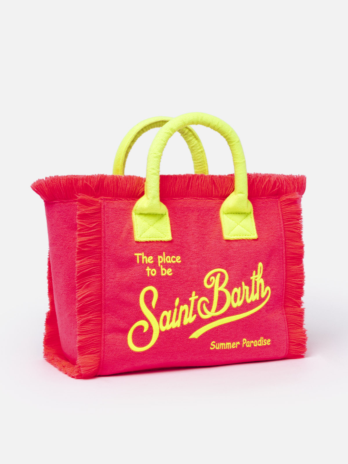 Colette fuchsia terry handbag with Saint Barth logo - MC2 Saint Barth