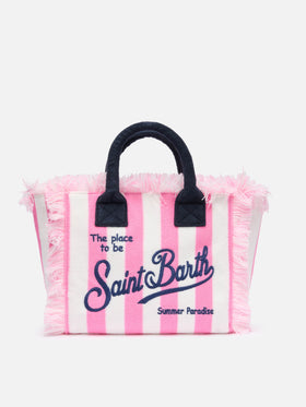 Colette Sponge – Rosa gestreifte Frottee-Handtasche