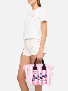 Colette Sponge – Rosa gestreifte Frottee-Handtasche