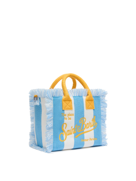 Colette Sponge light blue striped terry handbag - MC2 Saint Barth