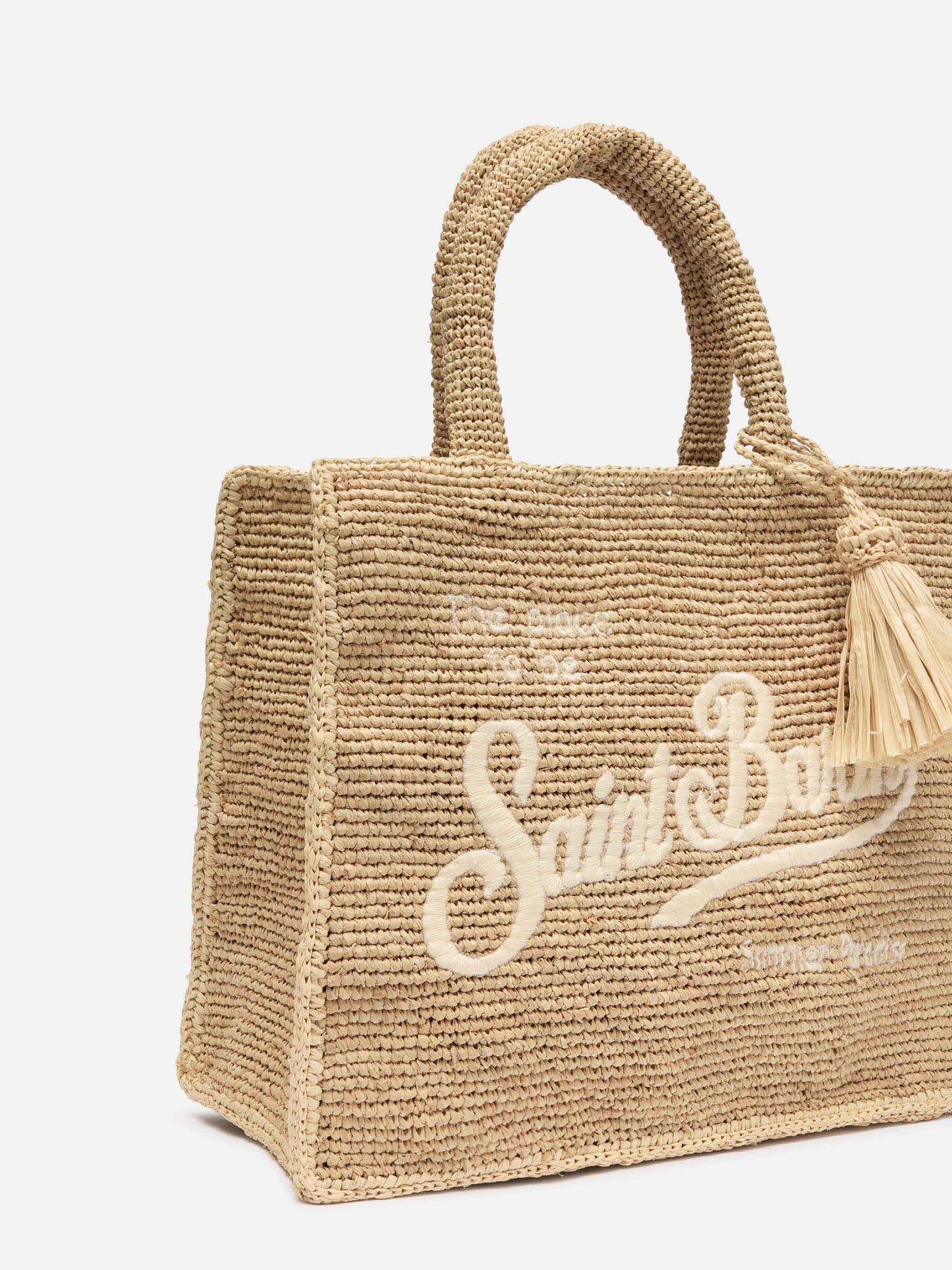 Colette Raffia handbag with logo embroidery