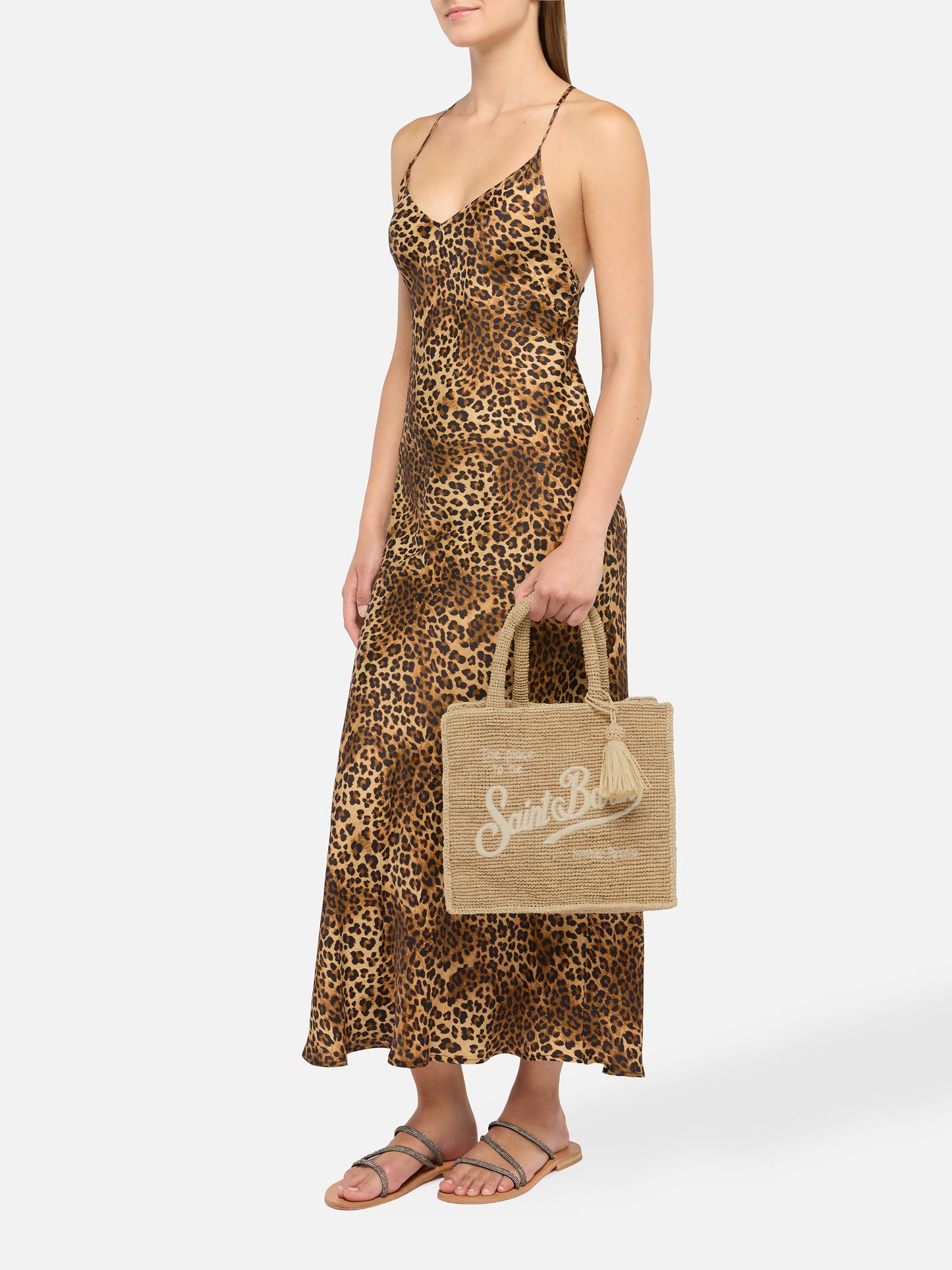 Colette Raffia handbag with logo embroidery