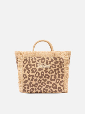 Borsa Colette effetto paglia con stampa animalier