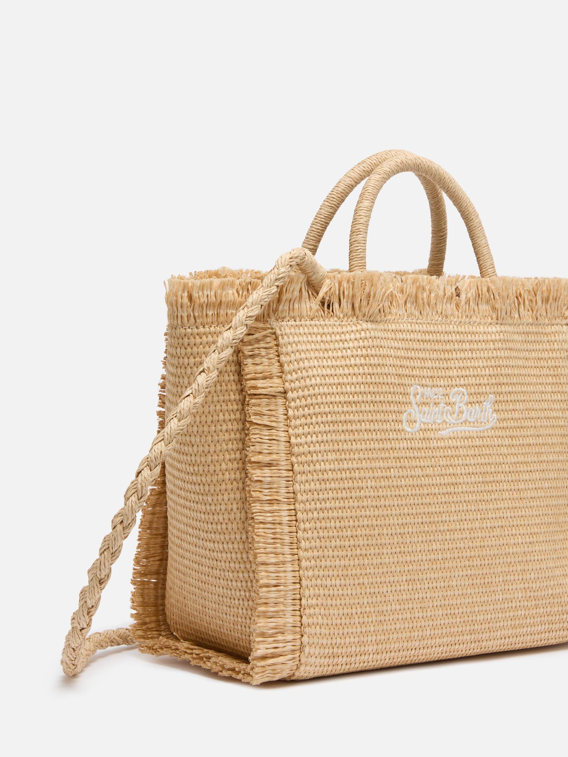 Colette Straw effect handbag with emboidered small logo - MC2 Saint Barth