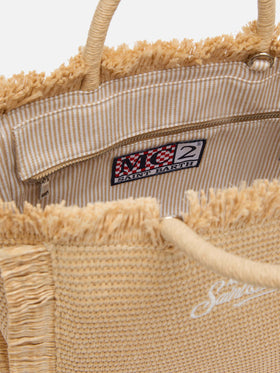 Colette Straw effect handbag with emboidered small logo - MC2 Saint Barth