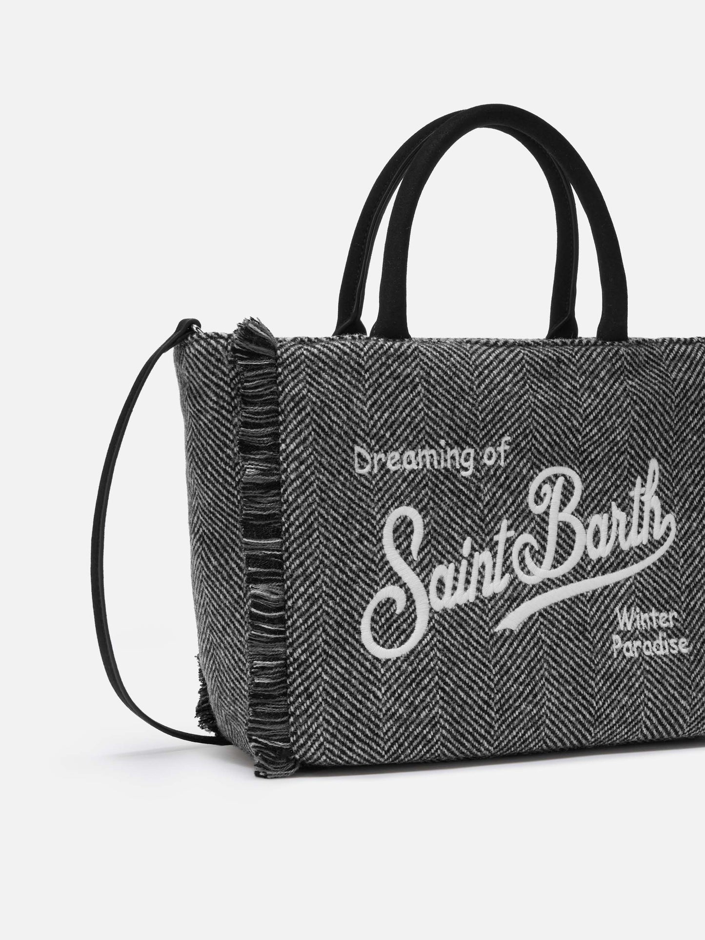 Colette Wool Handbag in herringbone wool blend