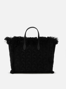 Borsa a mano Colette Wool Braid a trecce nera con strass