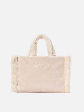 Borsa a mano  Colette Shearling  faux suede ghiaccio con dettagli in shearling