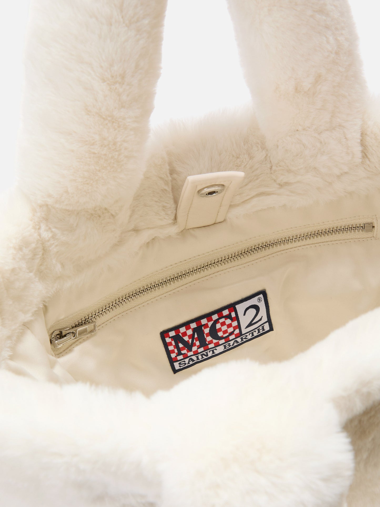 Borsa a mano Colette Soft in faux fur bianco