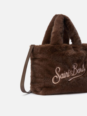 Borsa a mano Colette Soft in faux fur marrone