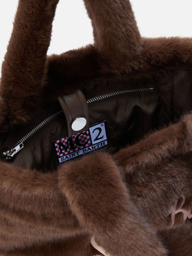 Borsa a mano Colette Soft in faux fur marrone