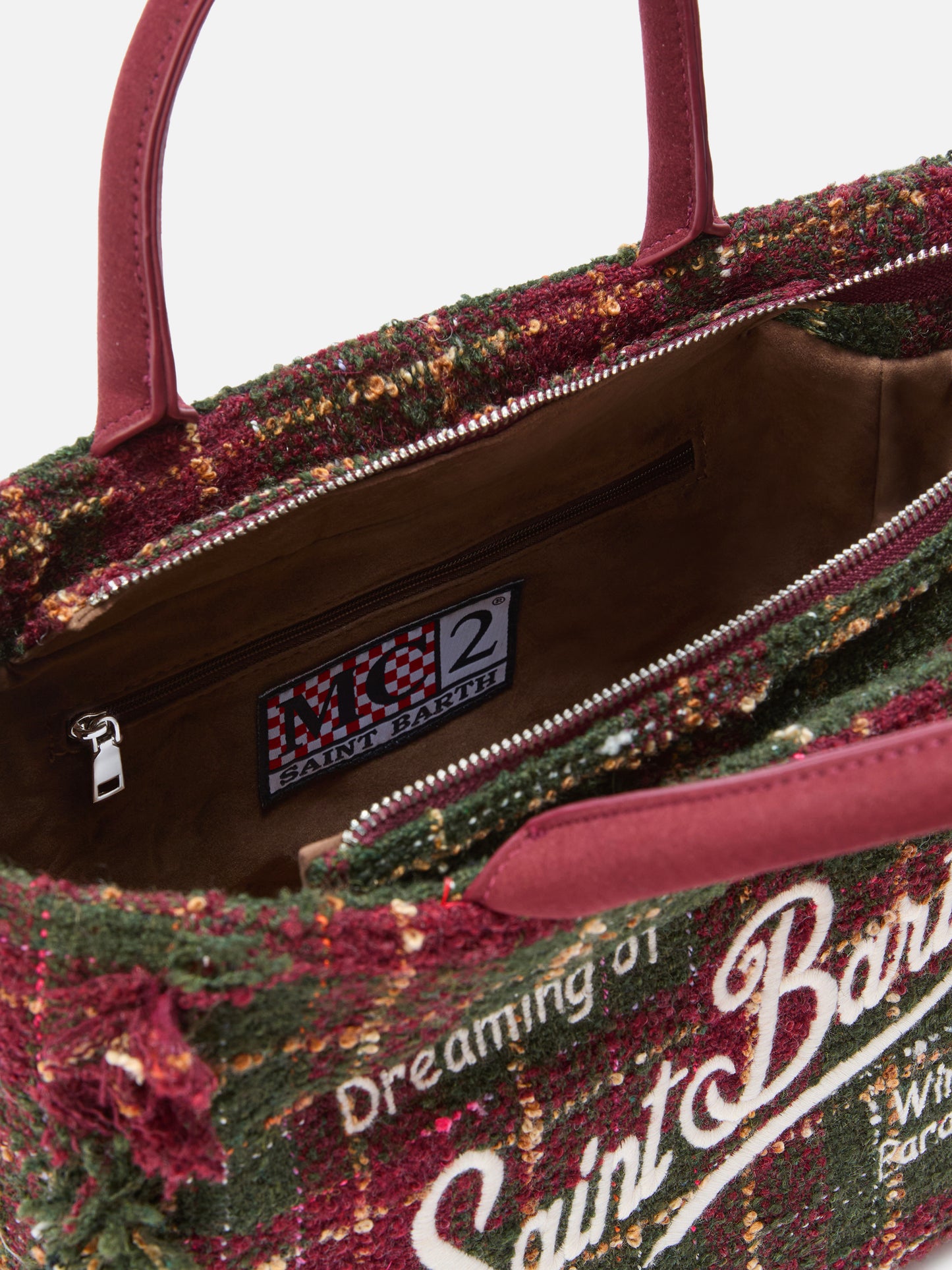 Borsa a mano Colette Tweed in misto lana check bordeaux