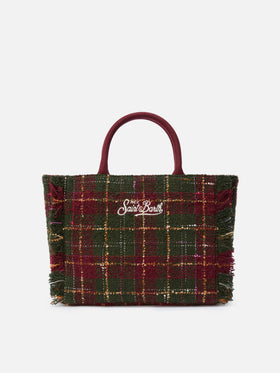Borsa a mano Colette Tweed in misto lana check bordeaux