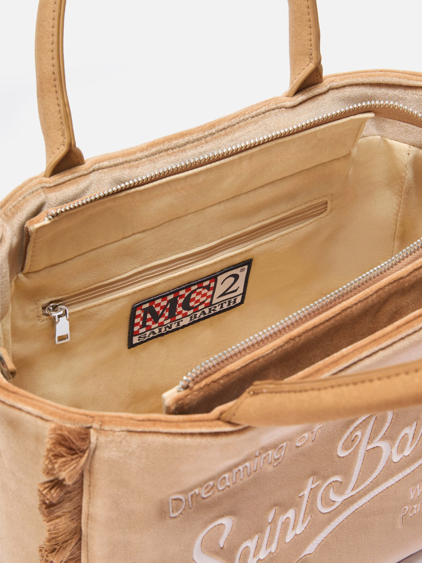 Colette Samthandtasche aus beigefarbenem Samt