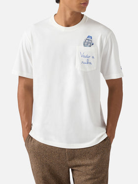 Connor cotton T-shirt in white with Vado a ruba pocket embroidery