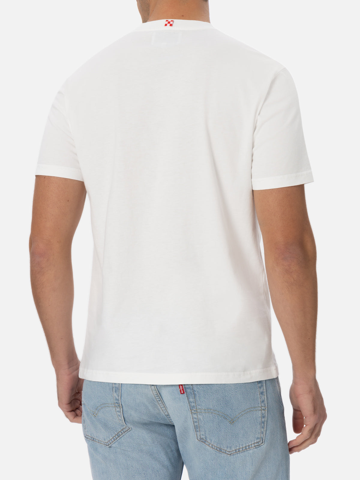 T-shirt bianca in cotone da uomo Connor con ricamo Bartman