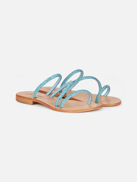 Sandali bassi Cora con strass turchesi
