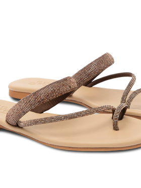 Cora flat Sandals with toe ring and brown rhinestones - MC2 Saint Barth