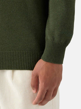 Military green pure-wool knit polo Covent