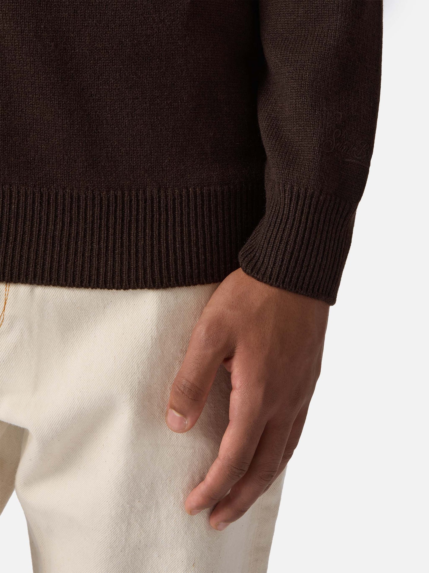 Brown wool knit polo Covent