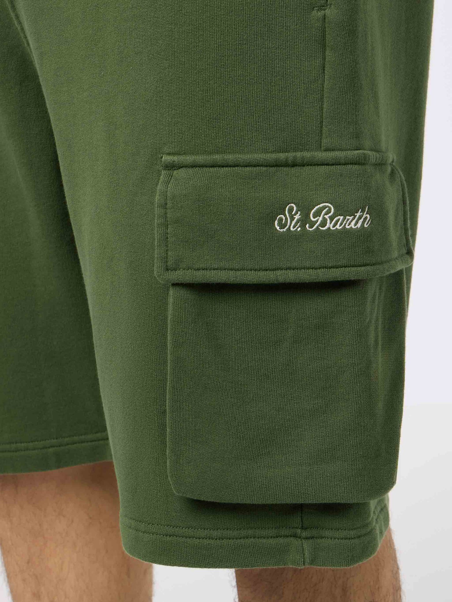 Man military green cargo short pants Cargy - MC2 Saint Barth