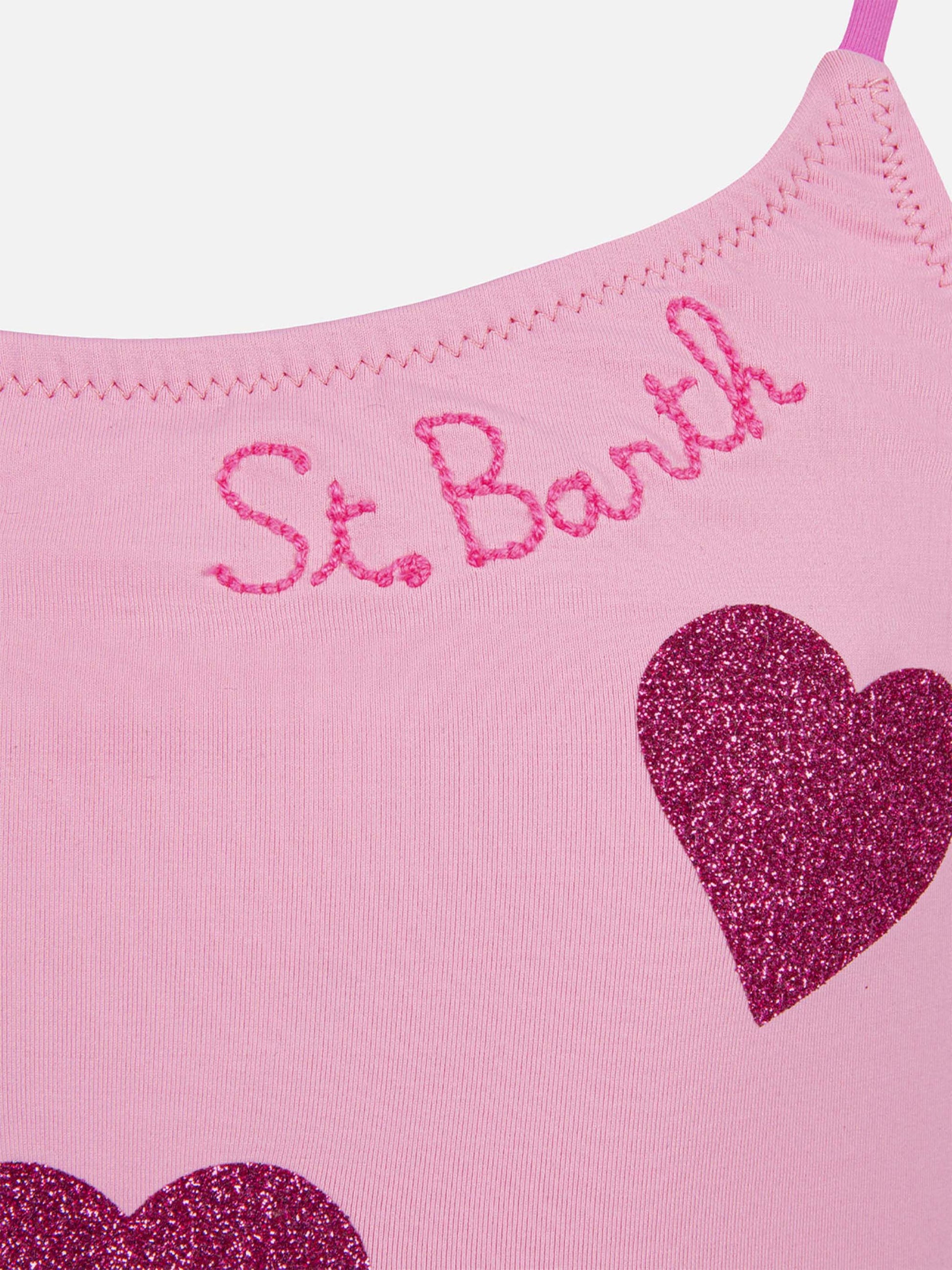 Dancer one-piece swimsuit with tulle ruffle and glittered hearts - MC2 Saint Barth