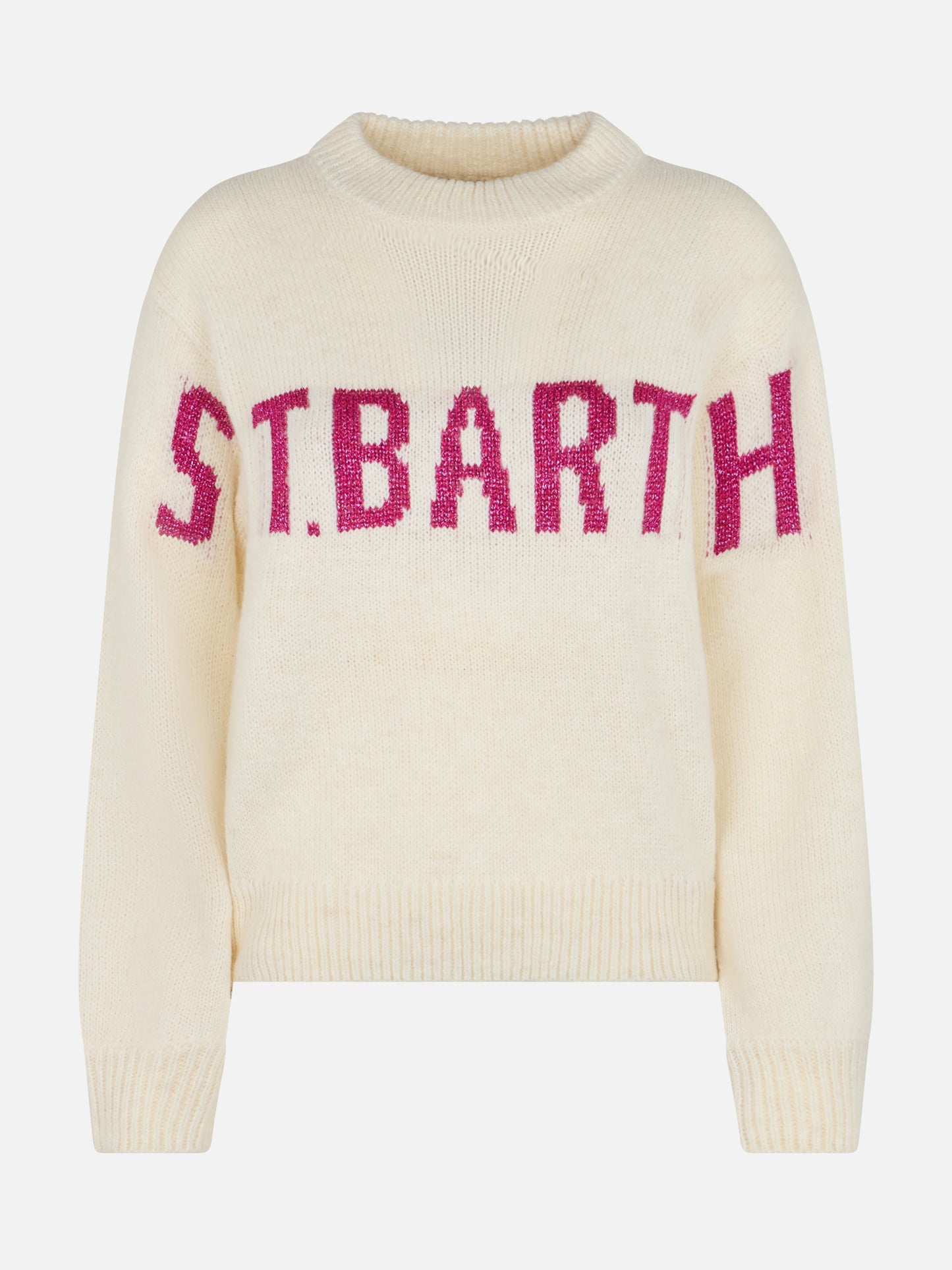 Woman white sweater Danya with St. Barth jacquard