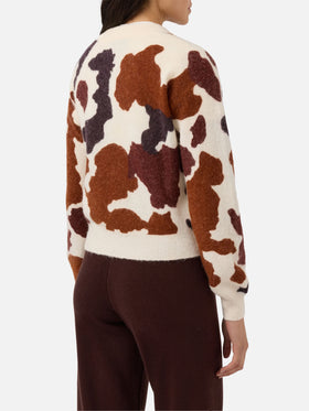 Danya stretch merino-wool and alpaca-blend sweater with cow-print