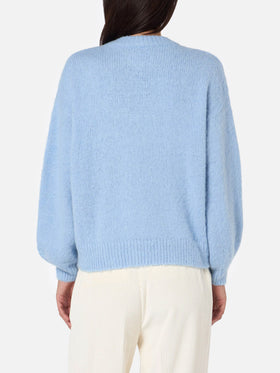 Brushed knit sweater with clouds details
