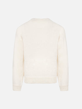 Girl pink crewneck sweater Danya with Saint Barth lurex logo - MC2 Saint Barth