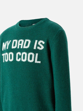 Green sweater Douglas with My dad is too cool jacquard