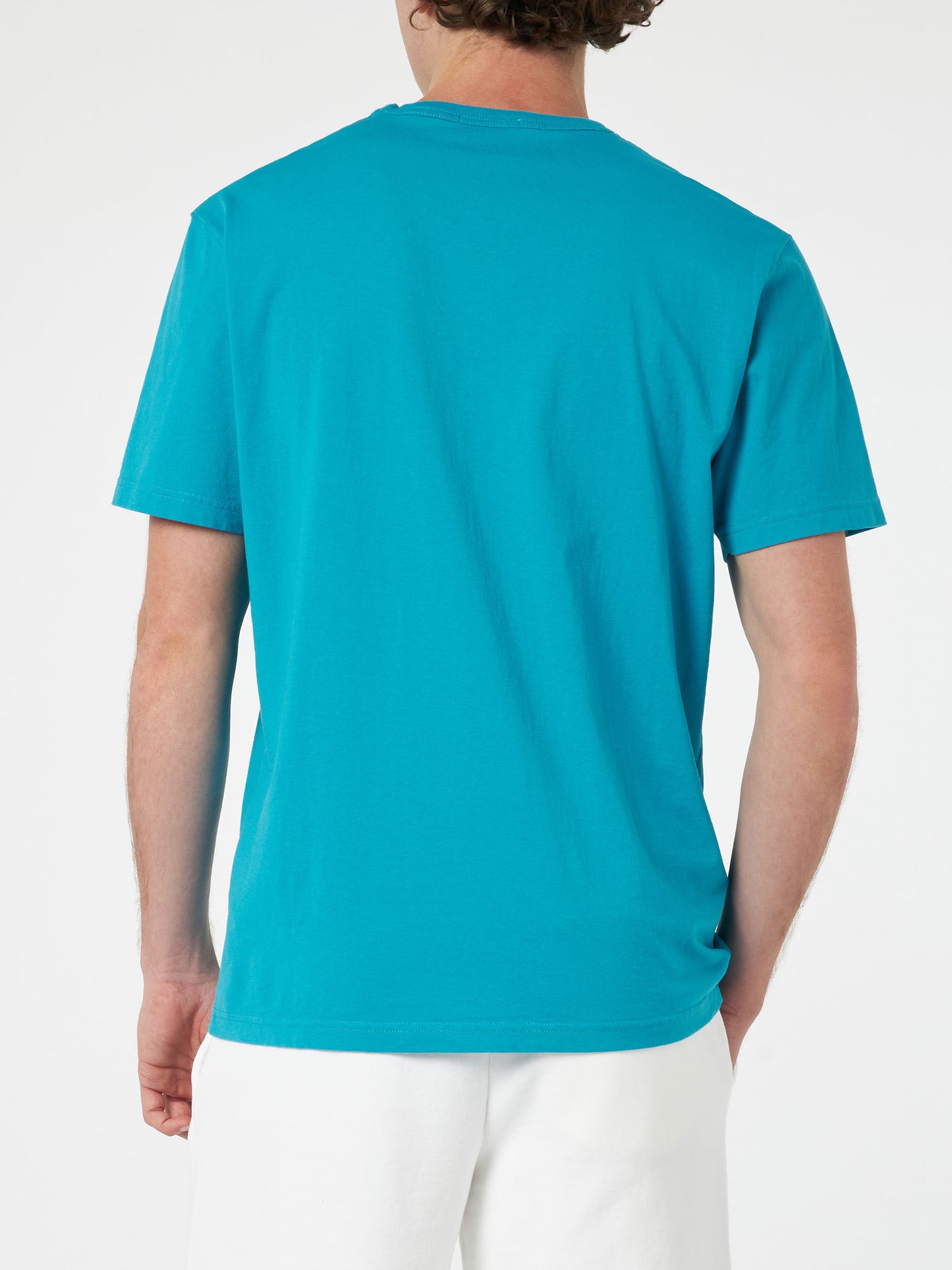 Man teal cotton jersey t-shirt Dover with St. Barth embroidery - MC2 Saint Barth