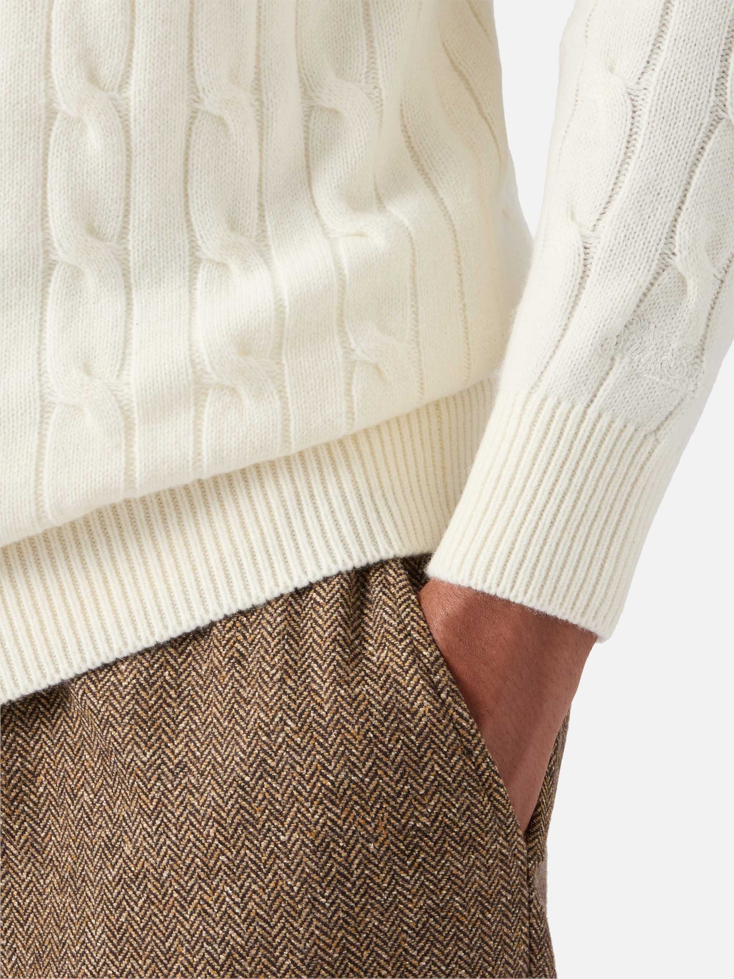 Polo in maglia Downing in lana bianco