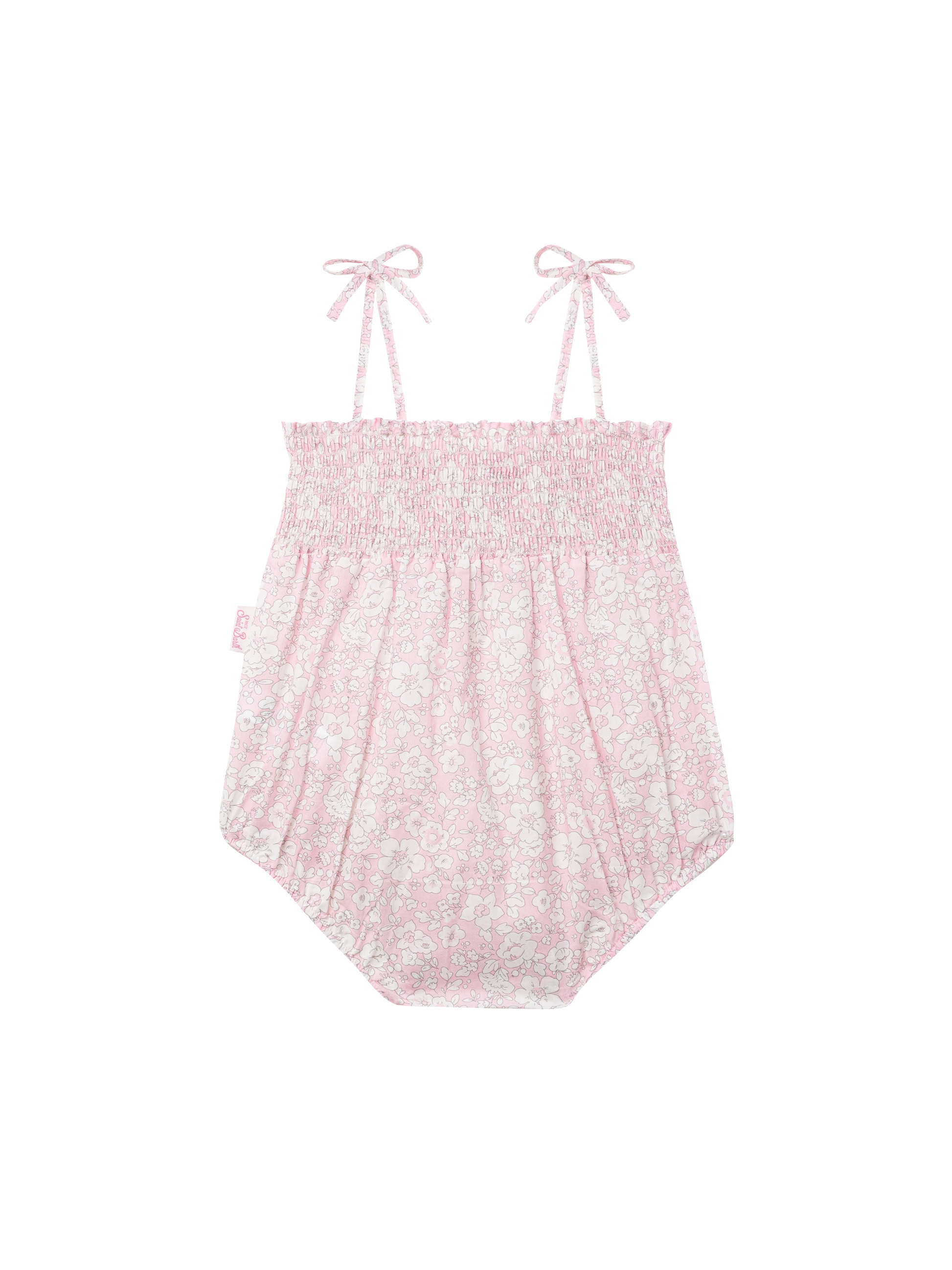 Dudu newborn cotton romper suit with flower print - MC2 Saint Barth