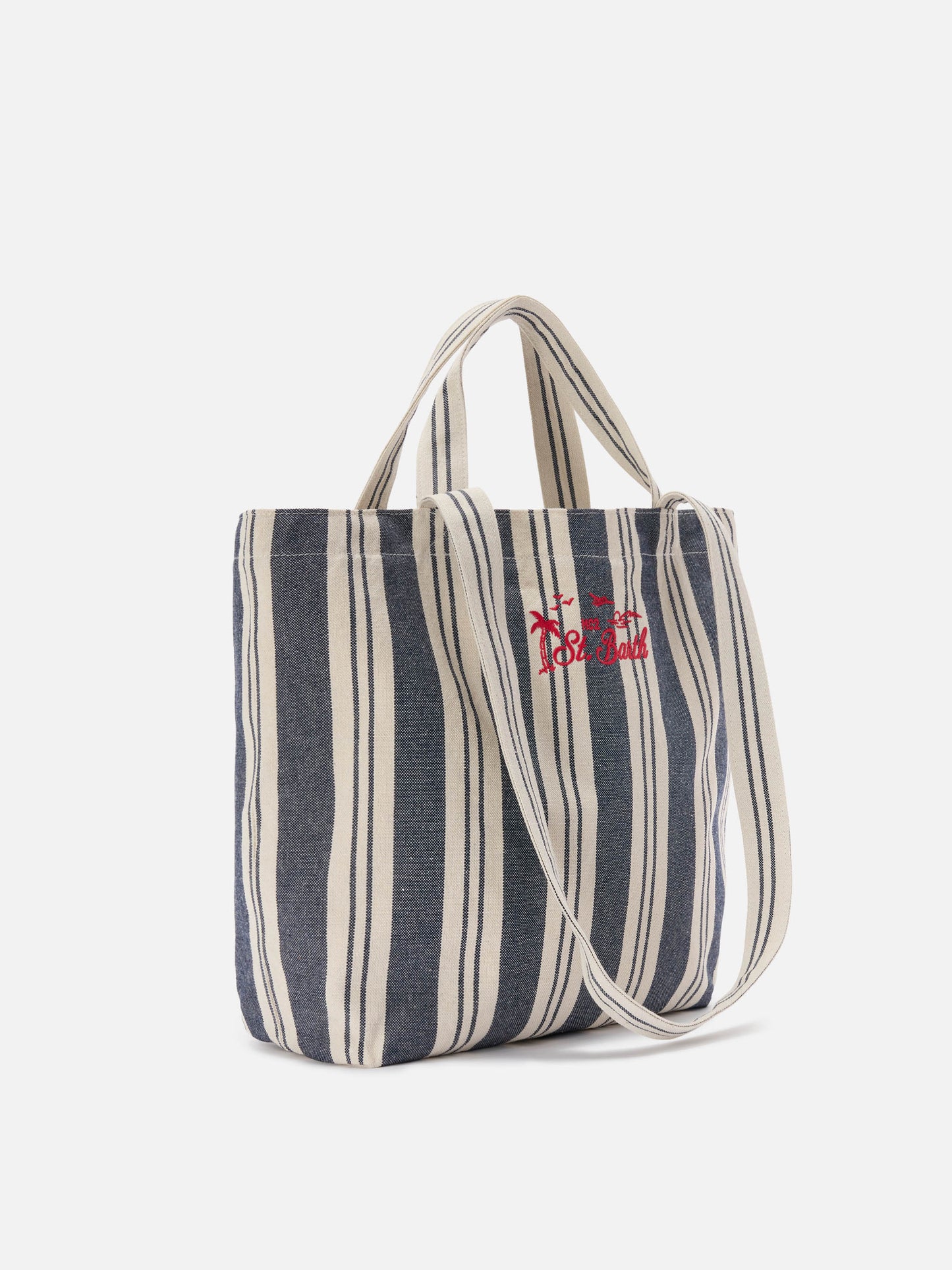 Sac cabas Essential Beach en coton à rayures bleues et blanches