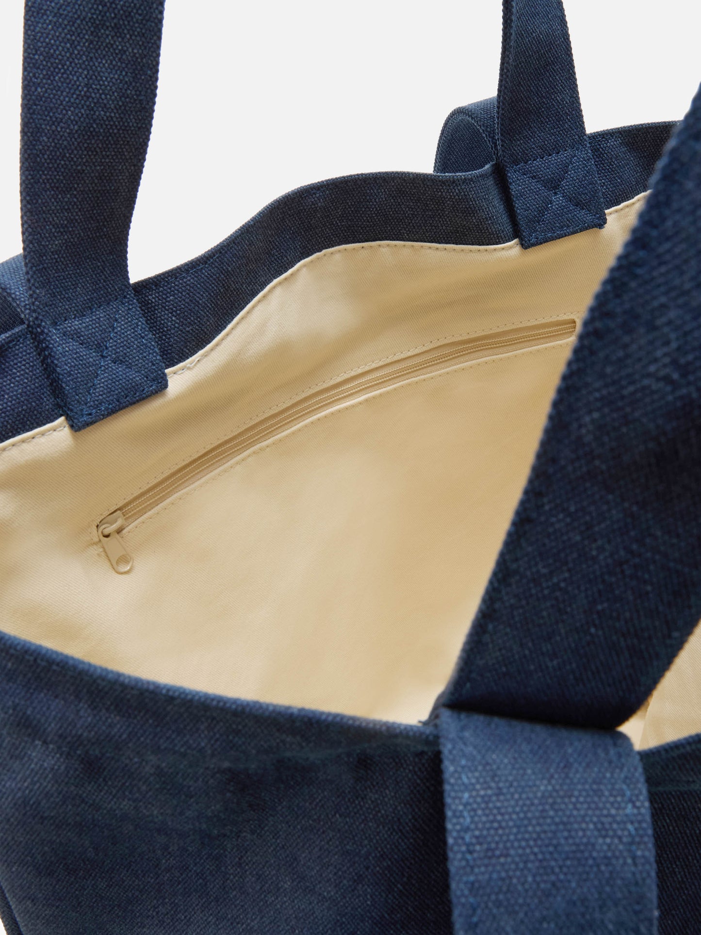 Essential Beach marineblaue Tote Bag aus Baumwolle mit gesticktem Logo