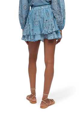 Eivissa ruffled mini skirt in silk voile with bandanna print - MC2 Saint Barth