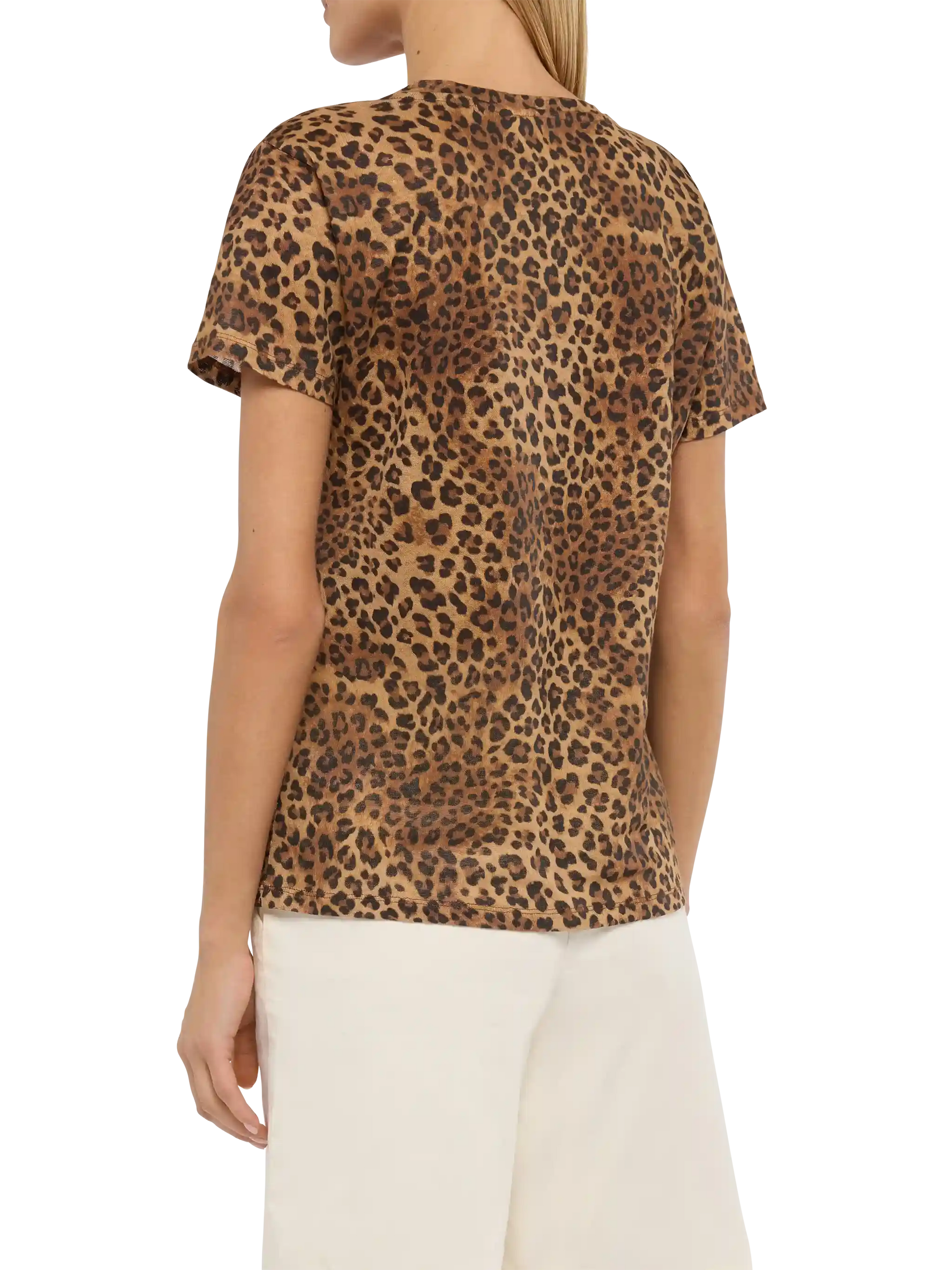 Linen jersey V-neck t-shirt Eloise with animalier print - MC2 Saint Barth