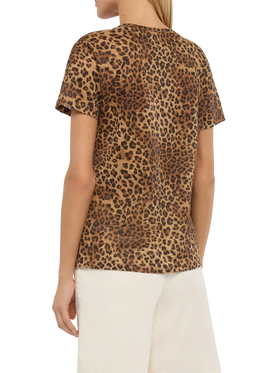 Linen jersey V-neck t-shirt Eloise with animalier print - MC2 Saint Barth