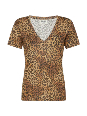 Linen jersey V-neck t-shirt Eloise with animalier print - MC2 Saint Barth