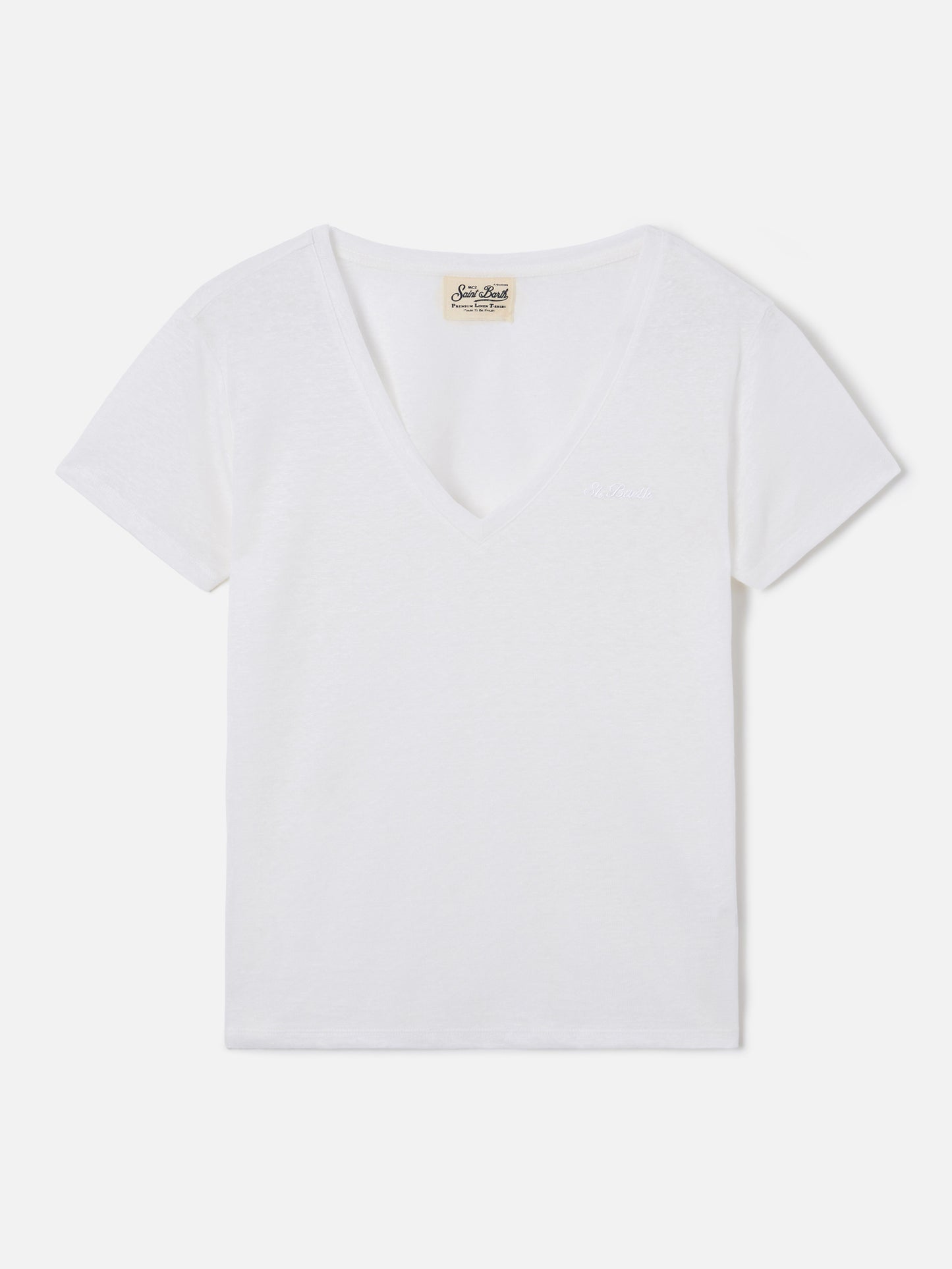 T-shirt Eloise en lin blanc avec logo brodé