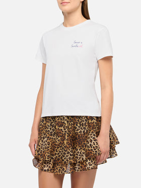 Emilie cotton t-shirt with Sesso e Sambarth embroidery