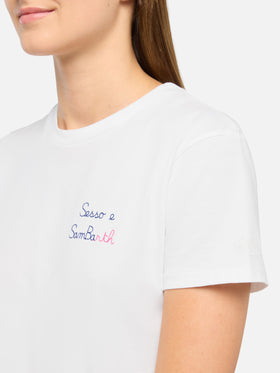 Emilie cotton t-shirt with Sesso e Sambarth embroidery