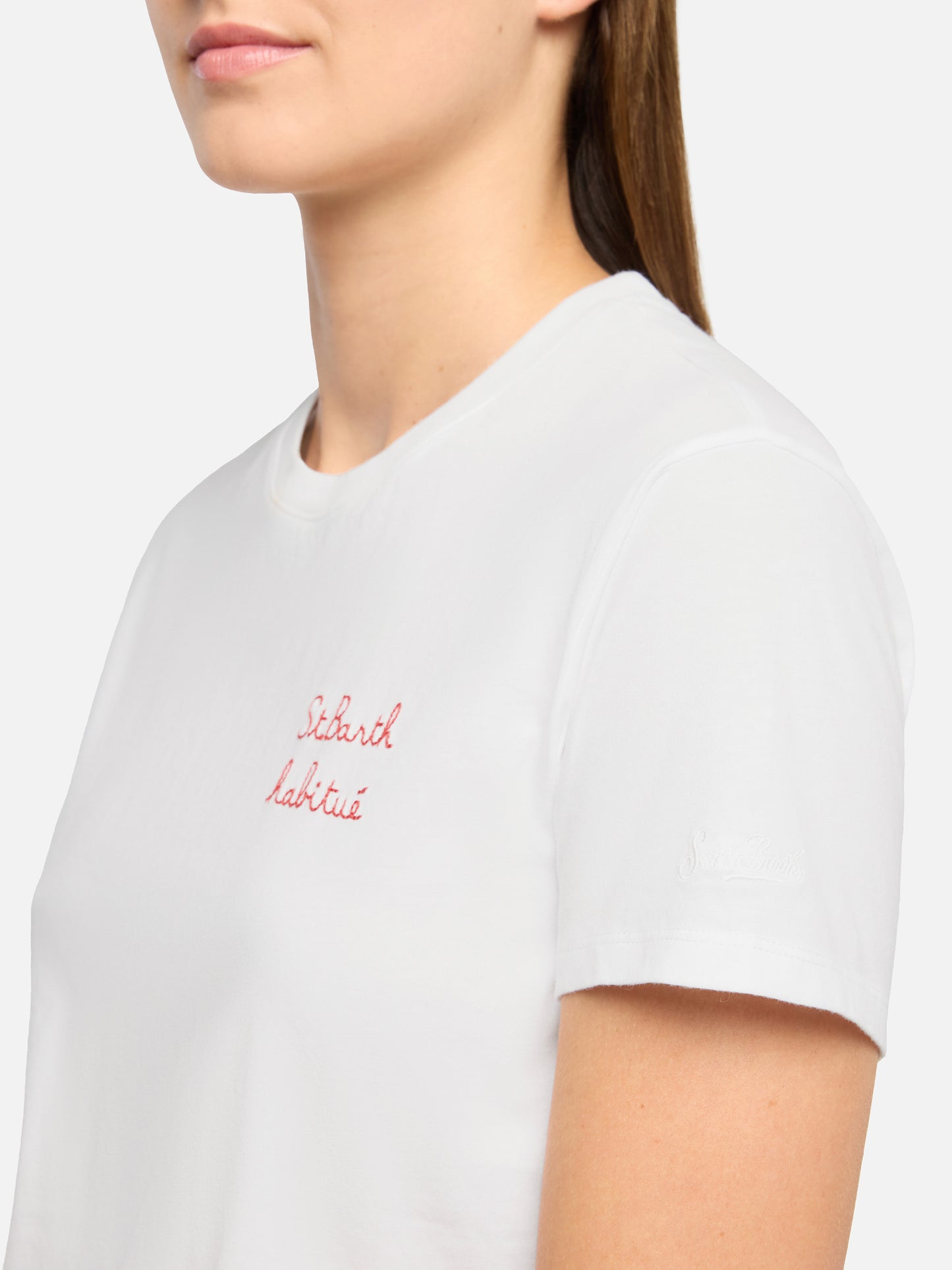 Emilie cotton t-shirt with St. Barth habituè embroidery