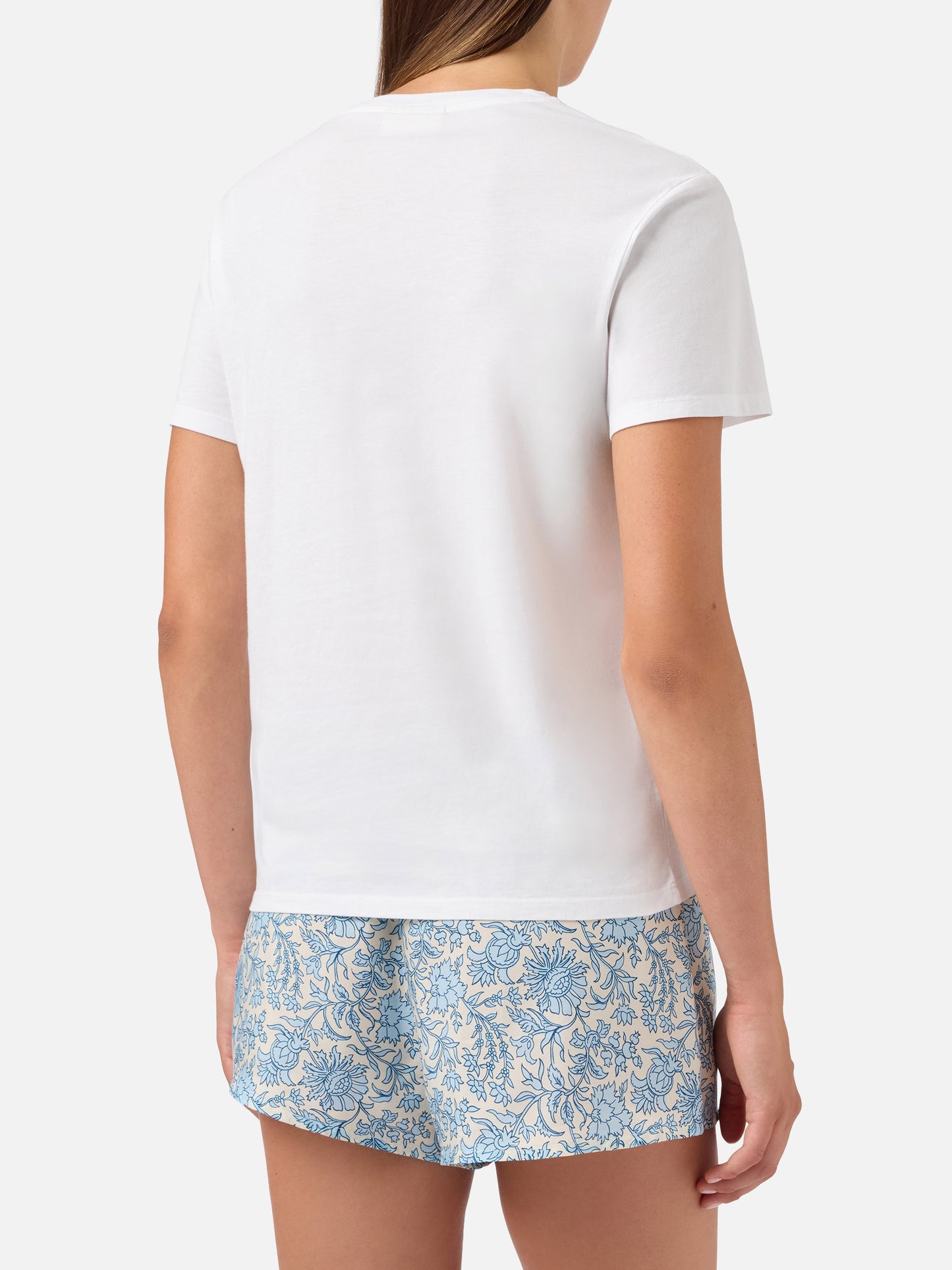 T-shirt Emilie blanc avec broderie Sea You in St. Barth et strass