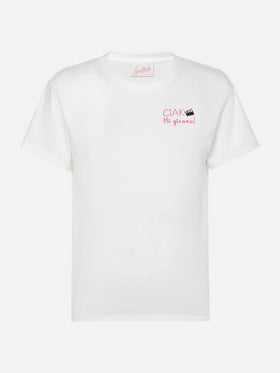 T-Shirt „Emilie“ aus Baumwolle mit „Ciak mi girano“-Stickerei